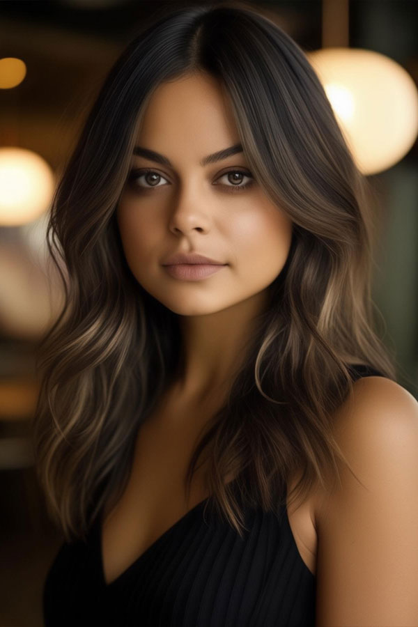 lang geschichtete Frisur für runde Gesichter