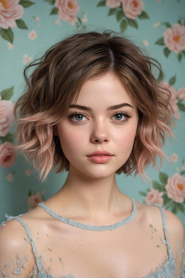 Pink Ombre strukturierter Bob