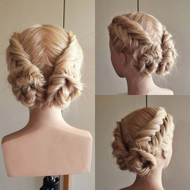 20 schöne geflochtene Hochsteckfrisur Ideen für Feiertage Double Boxer Braid Buns für schöne geflochtene Hochsteckfrisuren