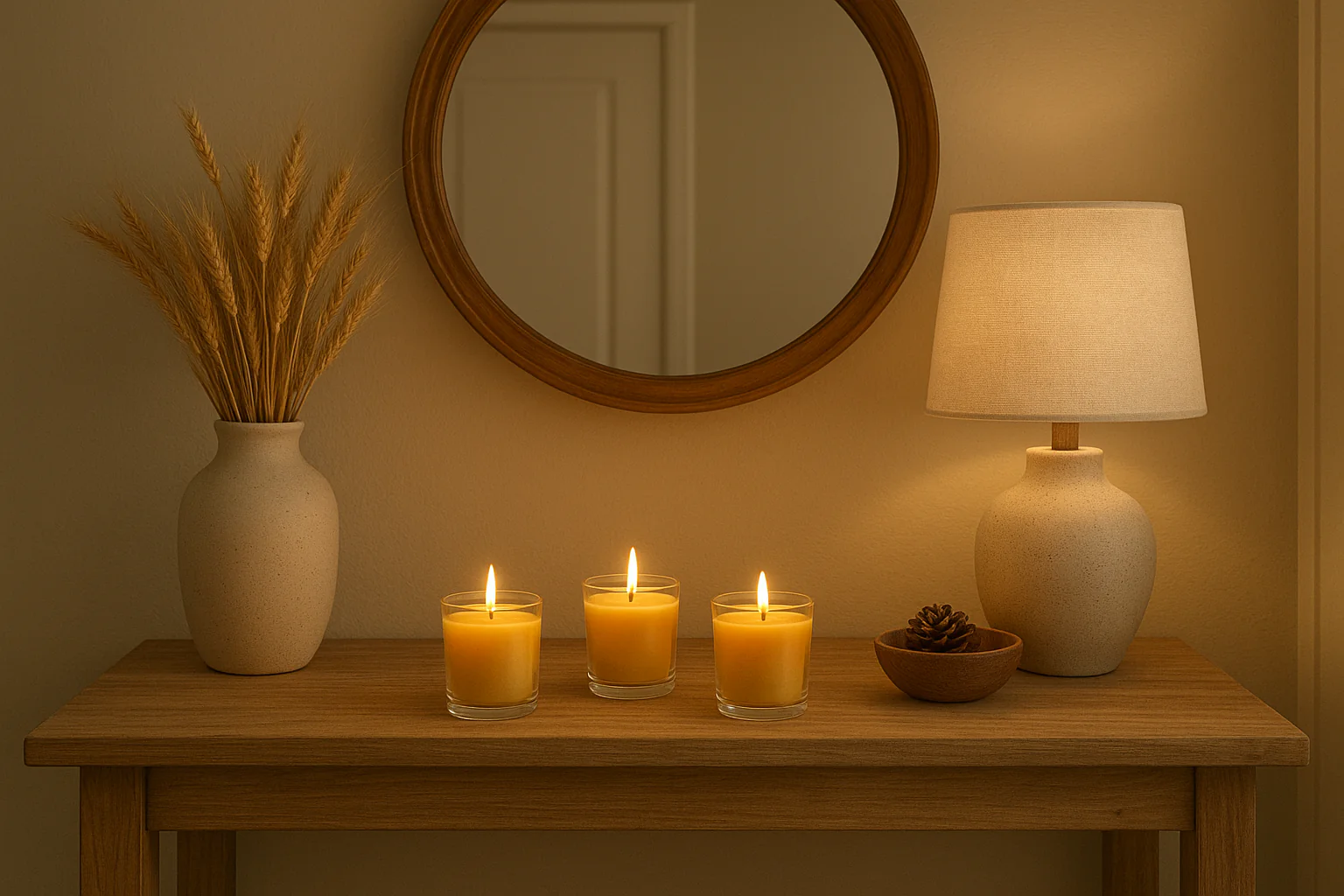 Dekorationsideen für den Flur mit Votivkerzen