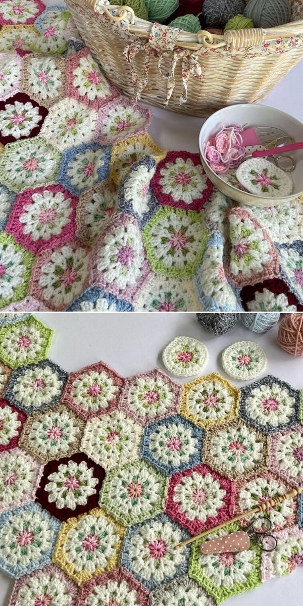 Hexagon Crochet Decken Ideen 1