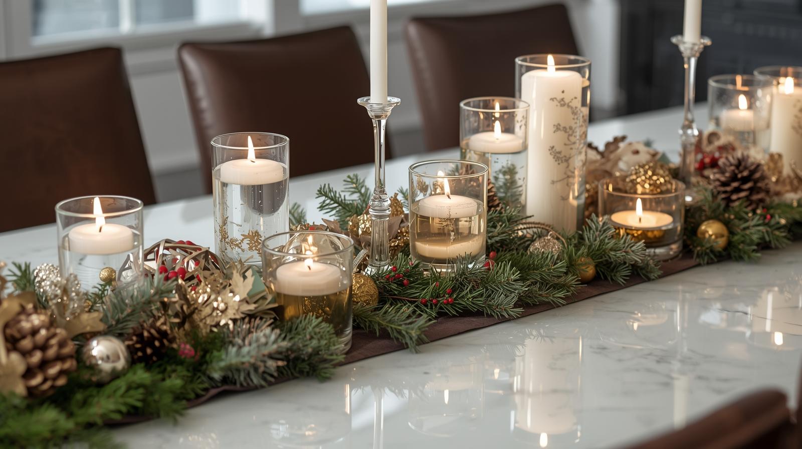 Feiertagskernmittel Ideen mit schwimmenden Kerzen