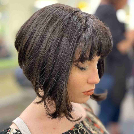 Layered Bang Inverted Bob, geschichtete umgekehrte Bob, umgekehrter Bob, umgekehrter Bob -Haarschnitt, umgekehrte Bob -Haarschnitte