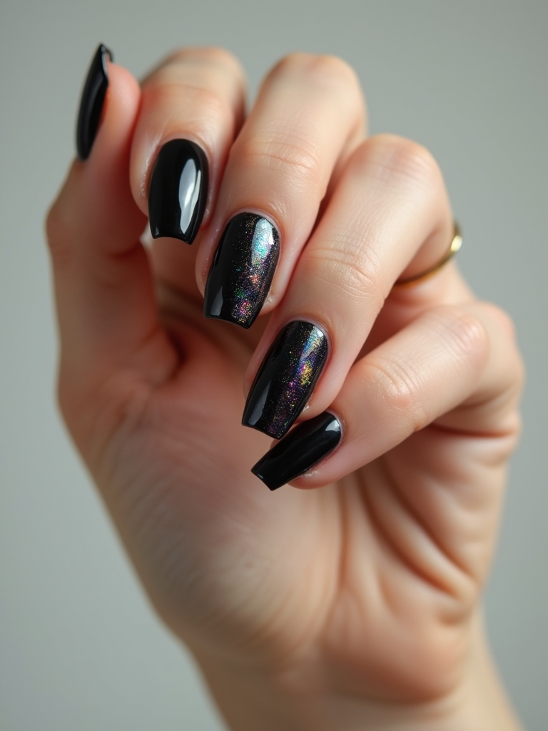 schillernde Scherben auf Schwarz