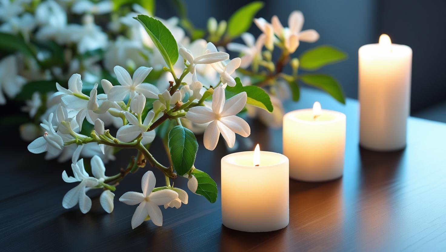 Jasmin-duftende Kerzen zur Entspannung