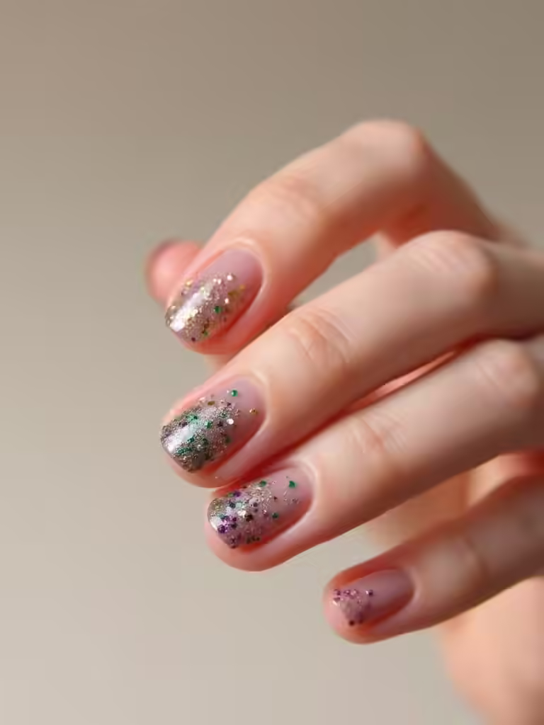 Juwelenfarbene Maniküre mit Mikroedelsteinen