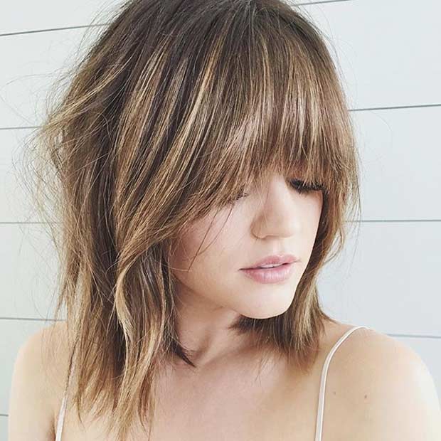 Bronde Bob Haarschnitt mit Pony