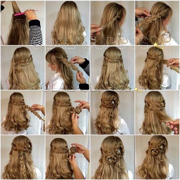 23 atemberaubende Hälfte nach oben, halb unten Frisuren Instagram / lalasupdos
