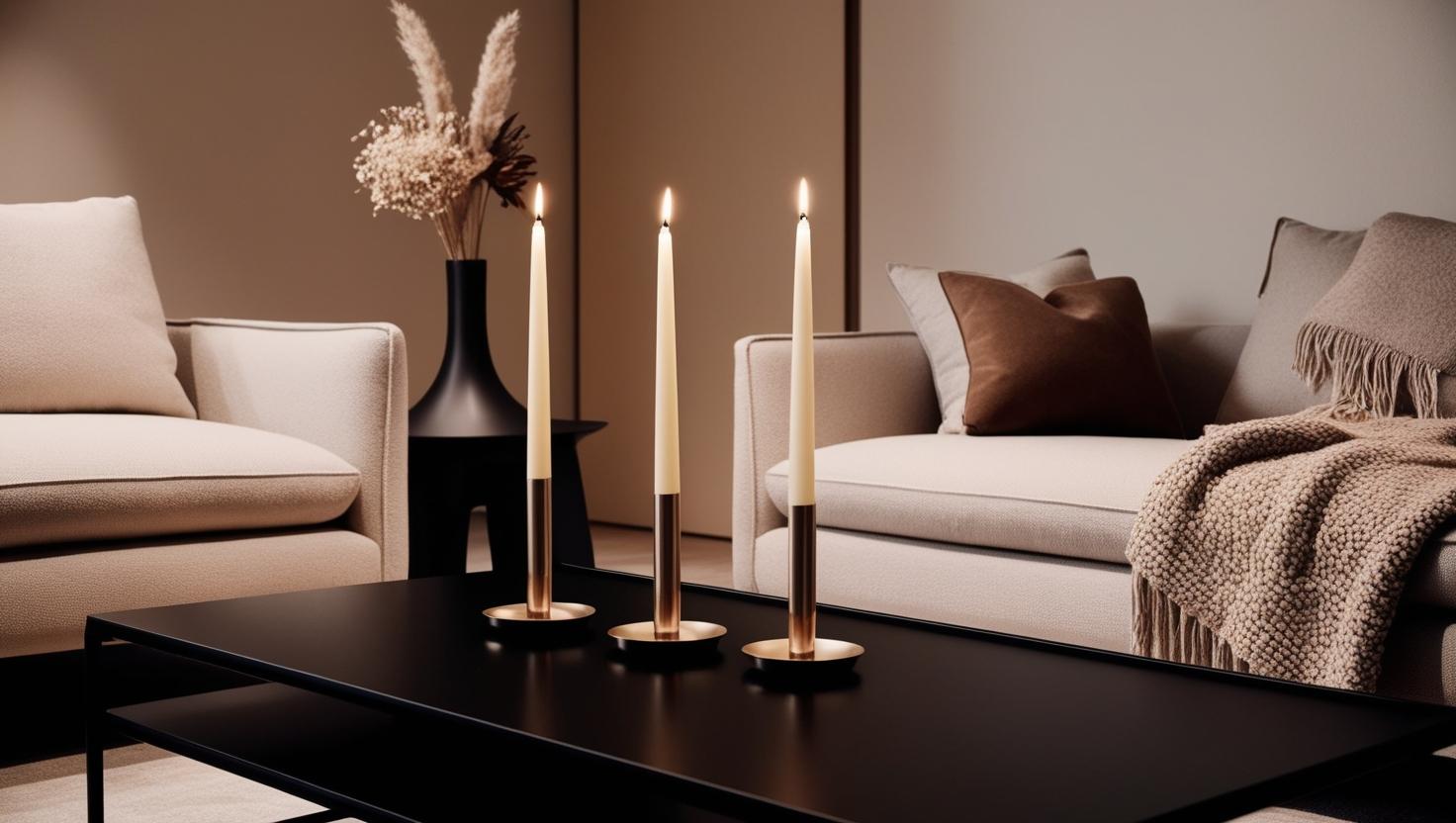 Wohnzimmer Dekorationsideen mit sich verjüngenden Kerzen