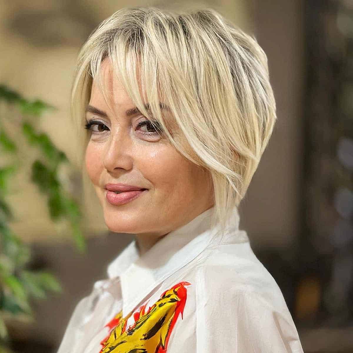 Langer Pixie geschnitten mit Wispy Fringe Pony