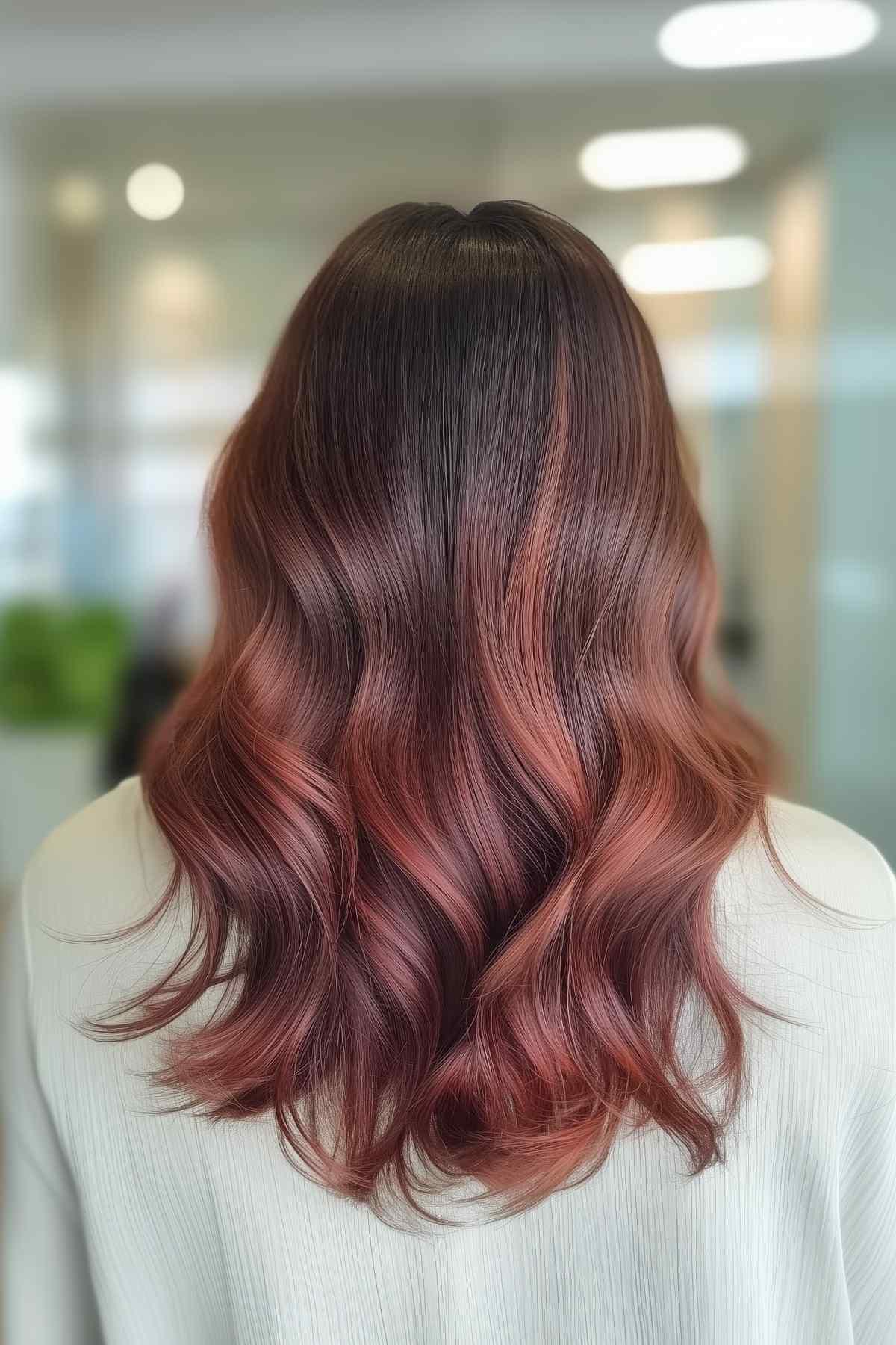 Geringe Wartung Auburn Doombre auf braunem Haar