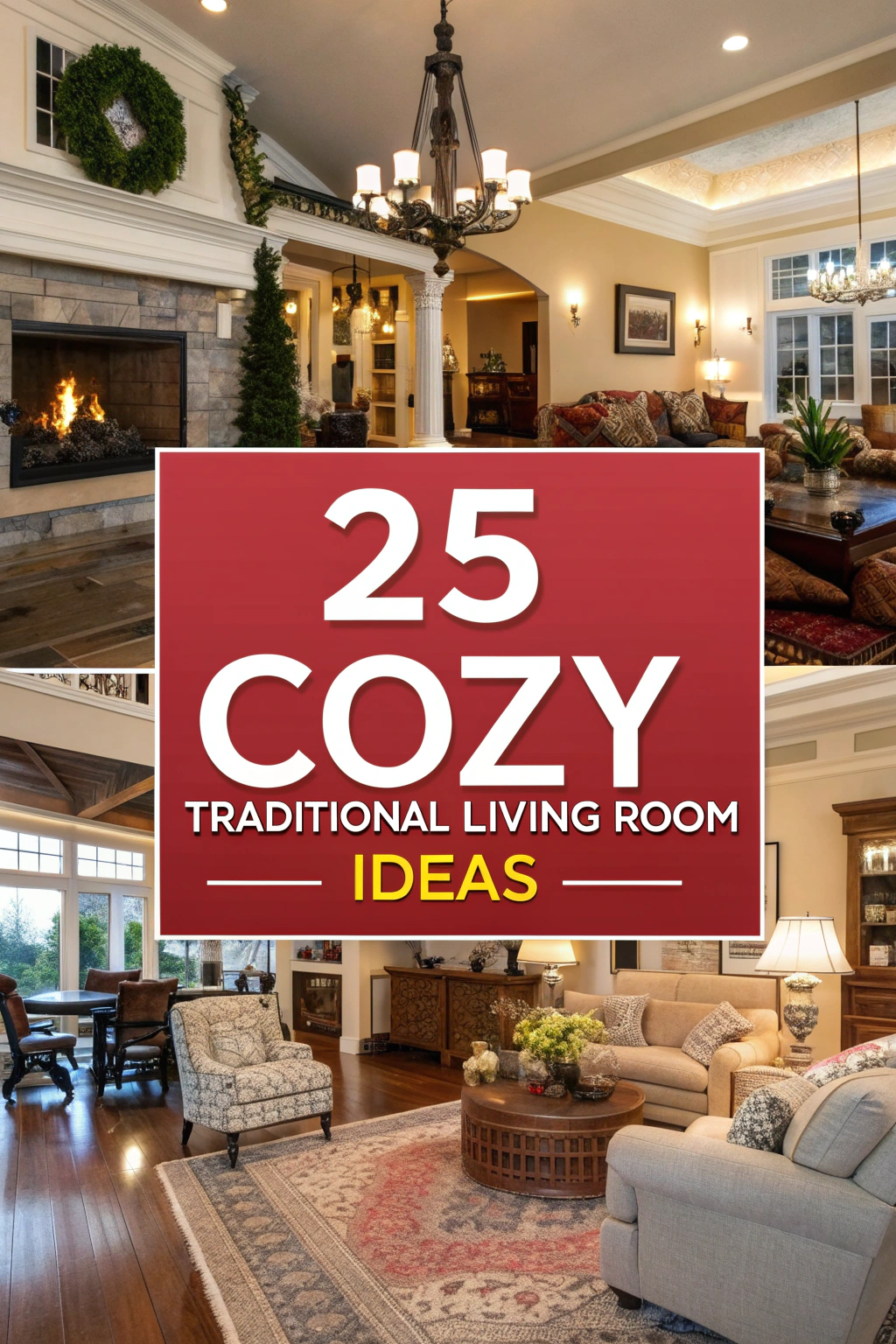 25 gemütliche traditionelle Wohnzimmerideen