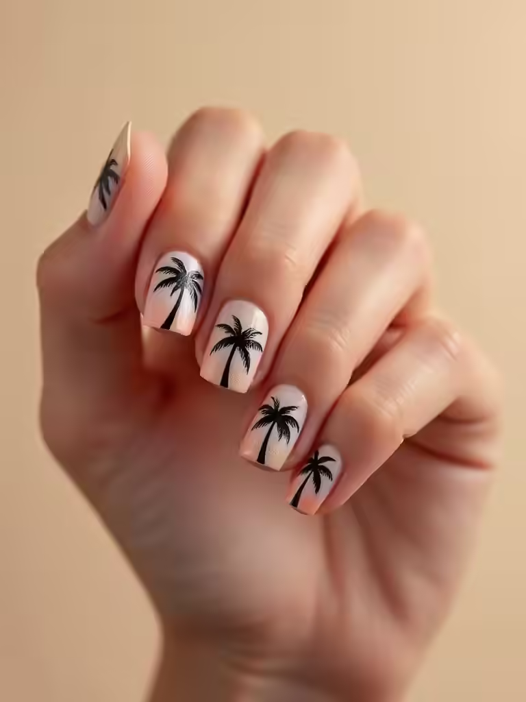 milchige nackte Palmensilhouetten