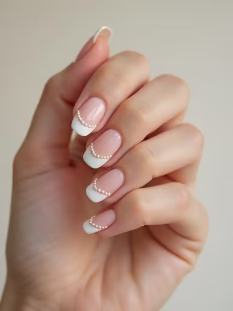 Minimale French-Maniküre mit Perlenakzent