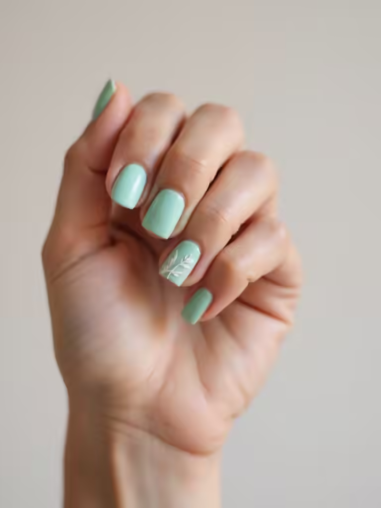 mintgrün mit weißen Blättern