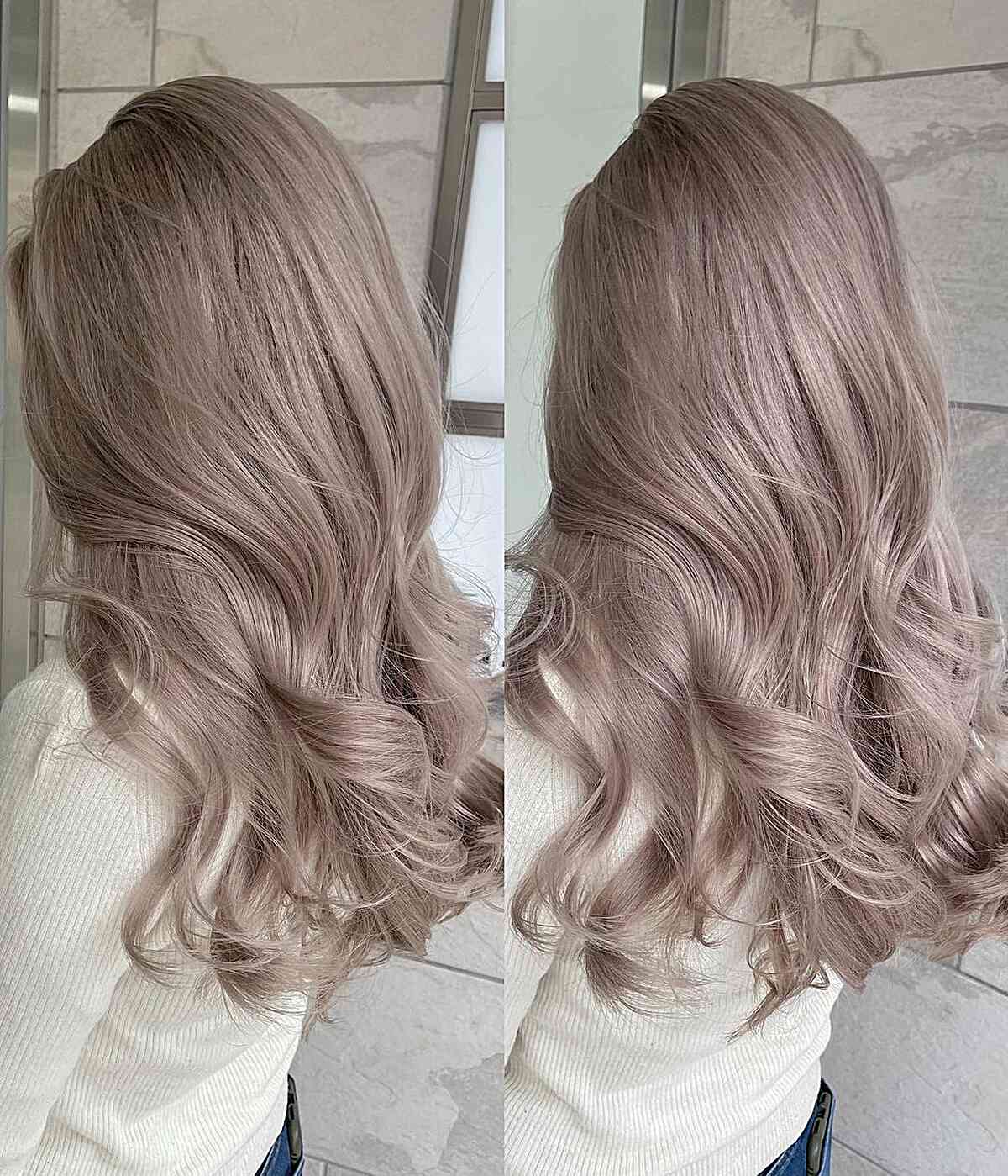 Gedämpfte und staubige lange blonde Haare