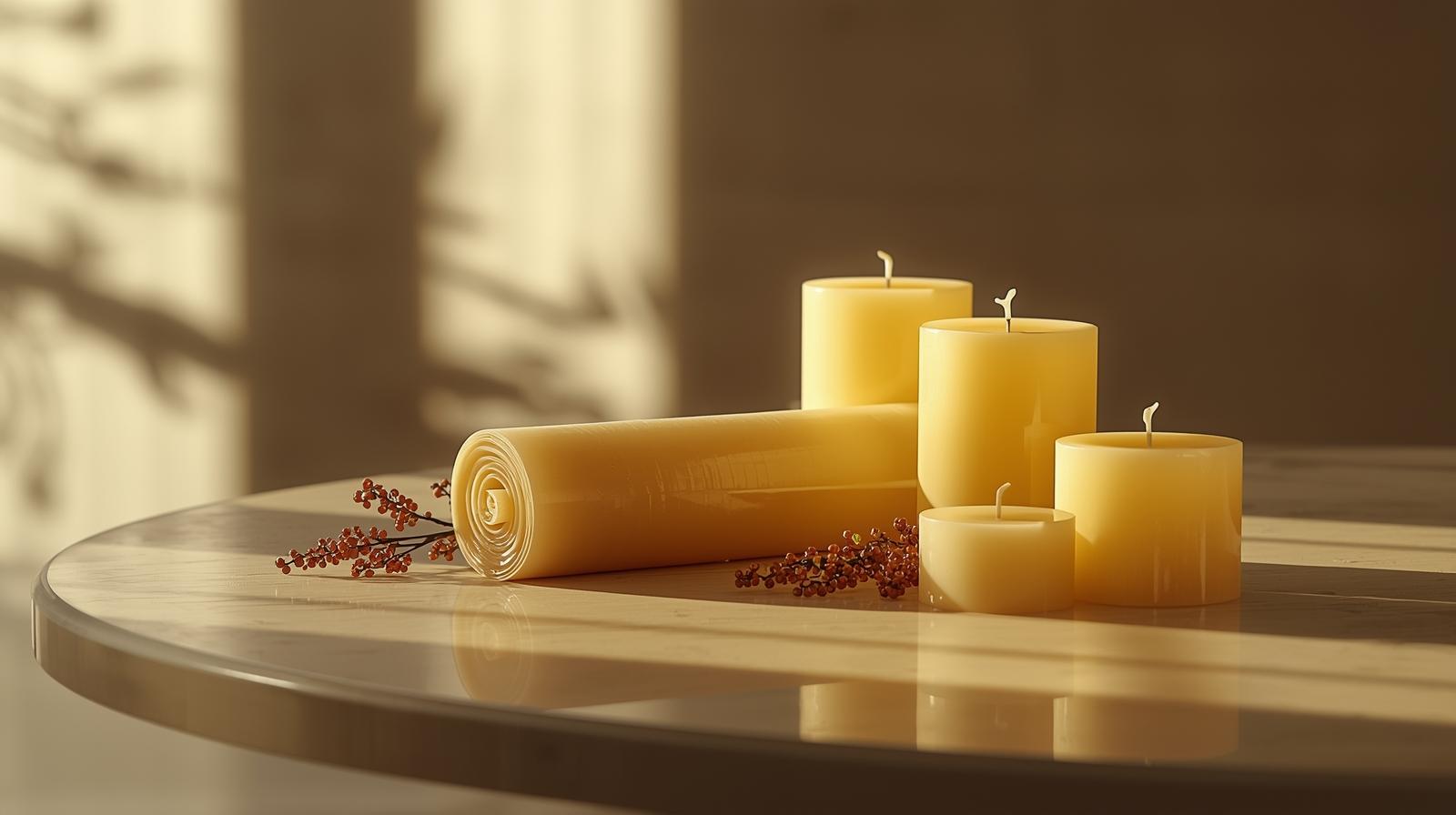 natürliche Bienenwachs -Säulenkerzen