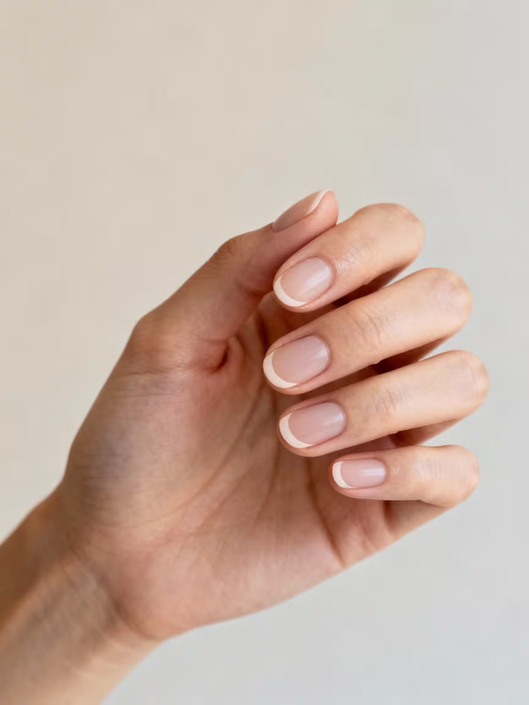 Negativraum-Nude-Halbmond-Maniküre