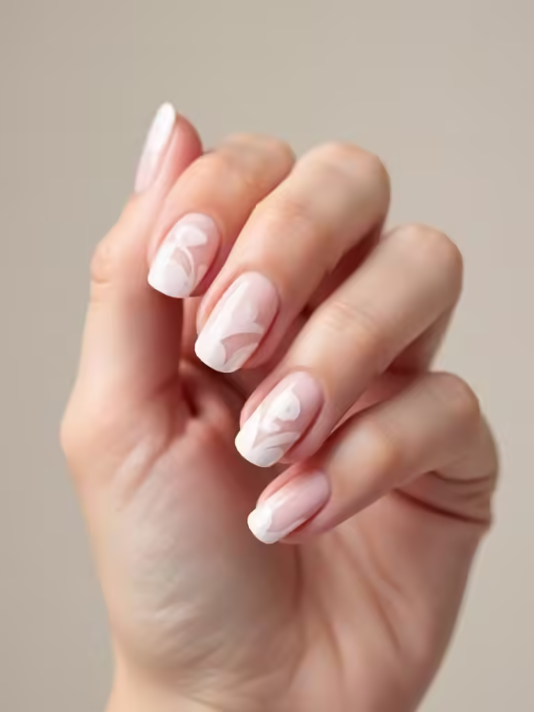 Negativraum-Blütenblattbogen-Maniküre