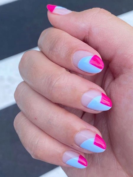 20 entzückende rosa Nägel werden Sie lieben Neonrosa und babyblau Nagelkunst
