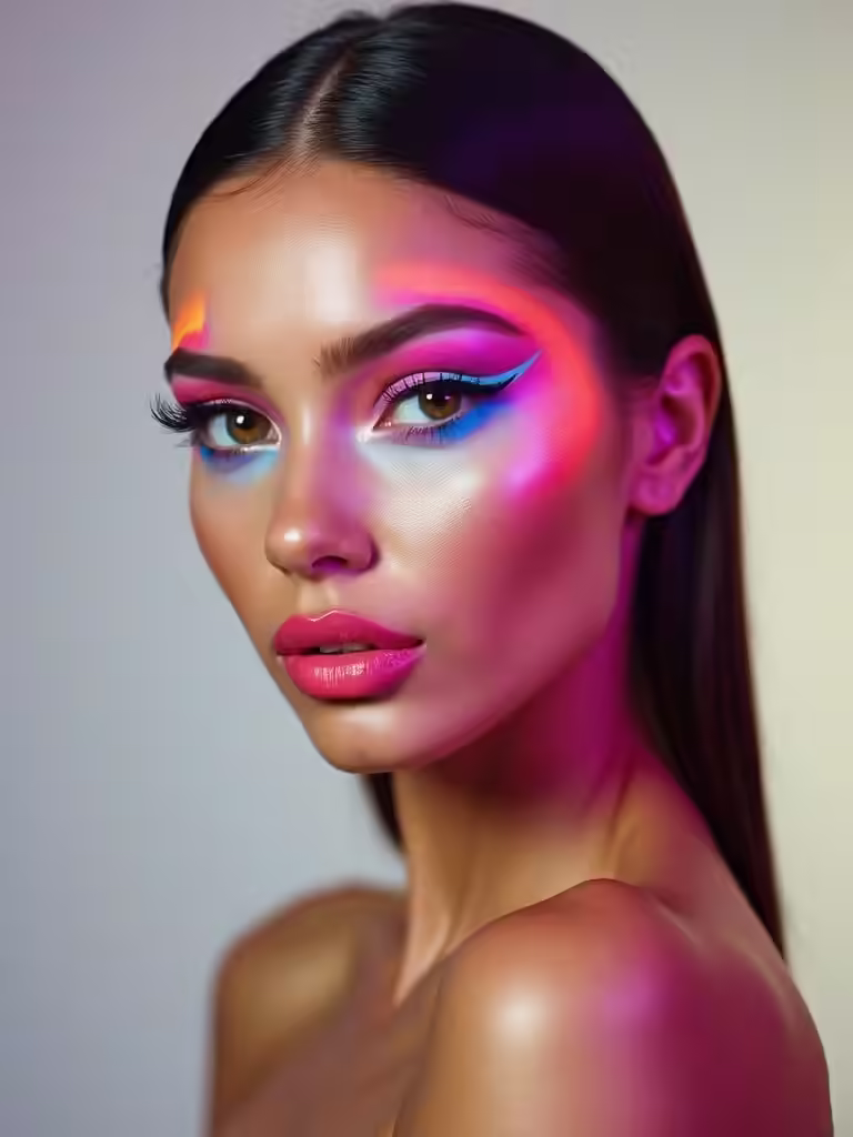 Neon umrissenes Comic-Glamour-Porträt