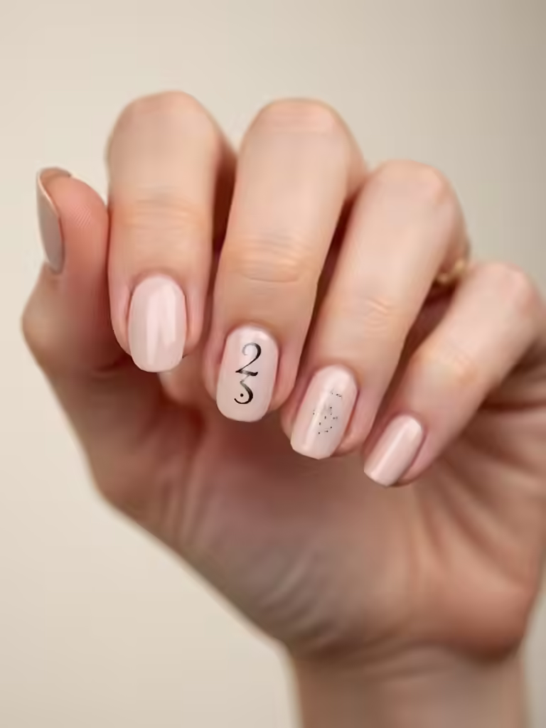 neutrale minimalistische numerische Nagelkunst