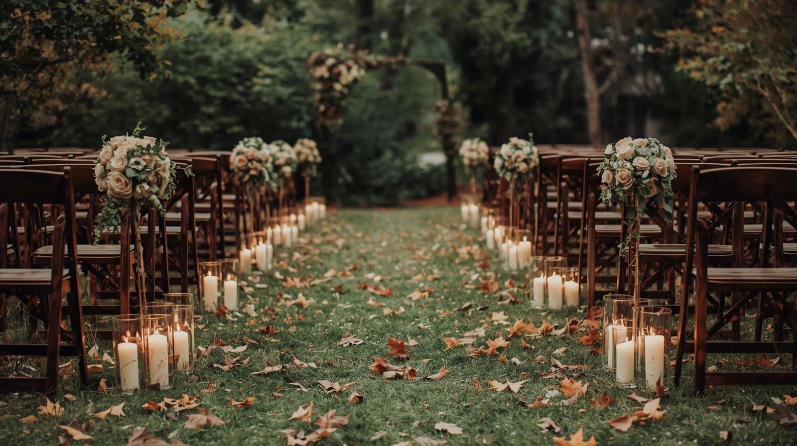 Herbst im Freien Hochzeitsdekoration mit Kerzen