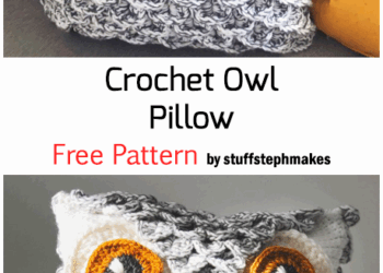 Häkeln schneebedeckter Eulenkissen