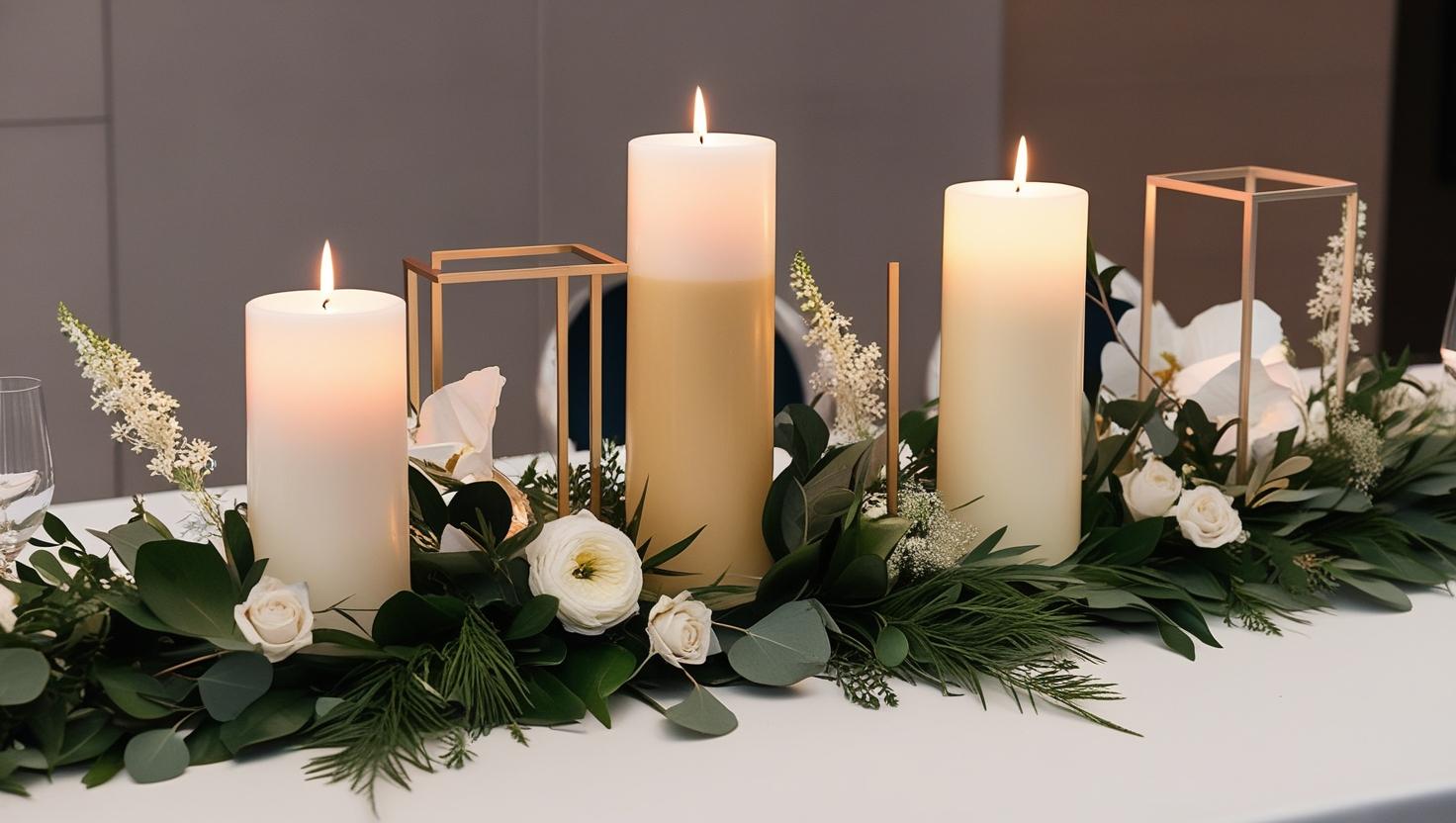 Säulenkerzen für Hochzeitsmittelstücke