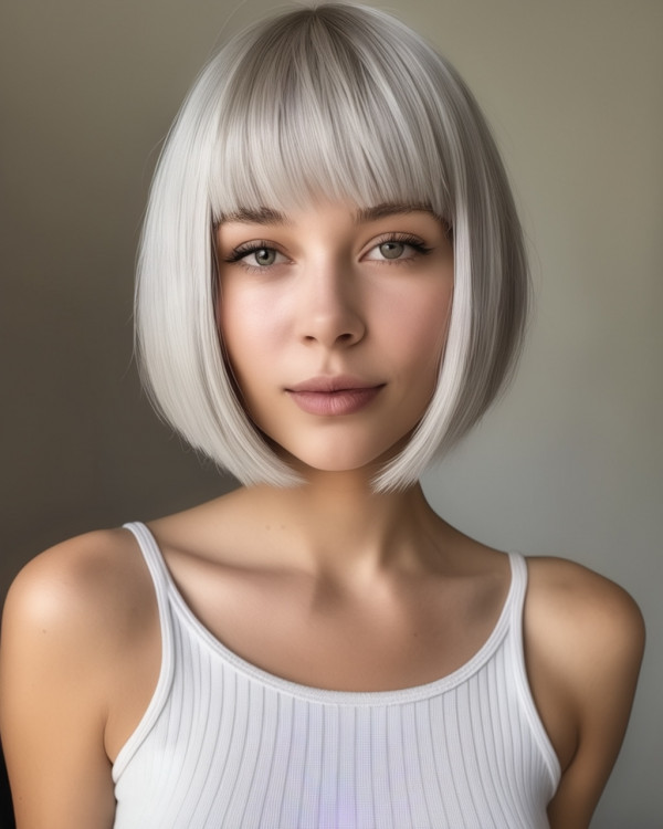 Frosted Platinum Bob mit Fransen