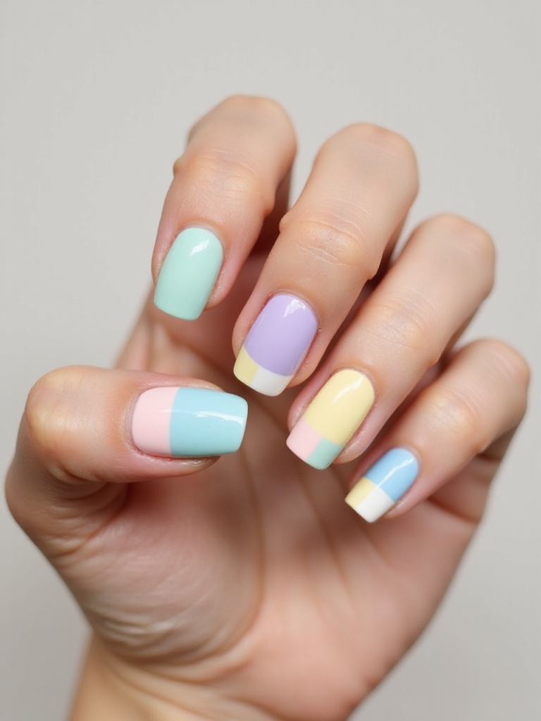 verspielter vertikaler Farbblock in Pastelltönen