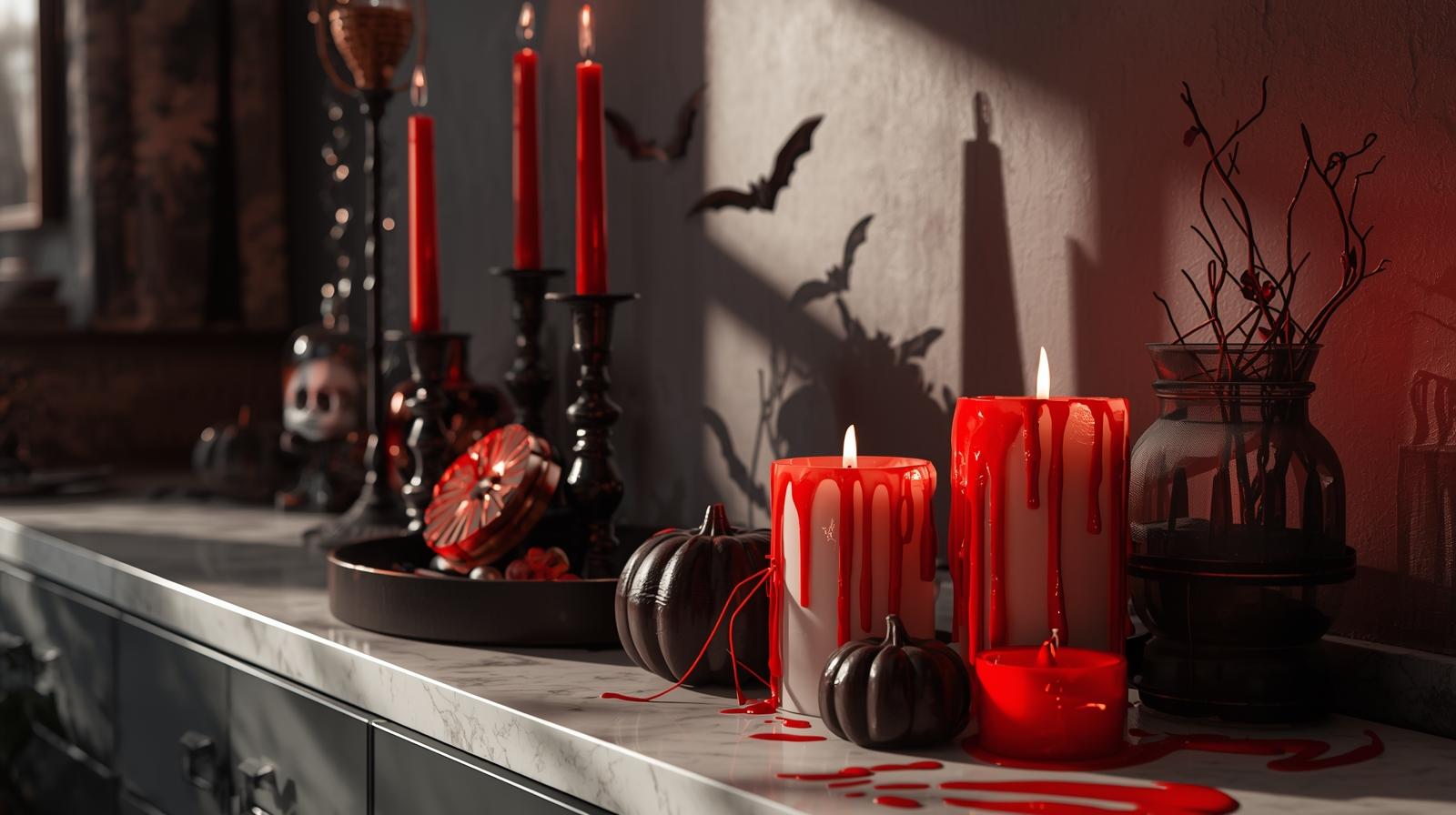 Red Color-Trip-Kerzen, um die Halloween-Stimmung zu verbessern