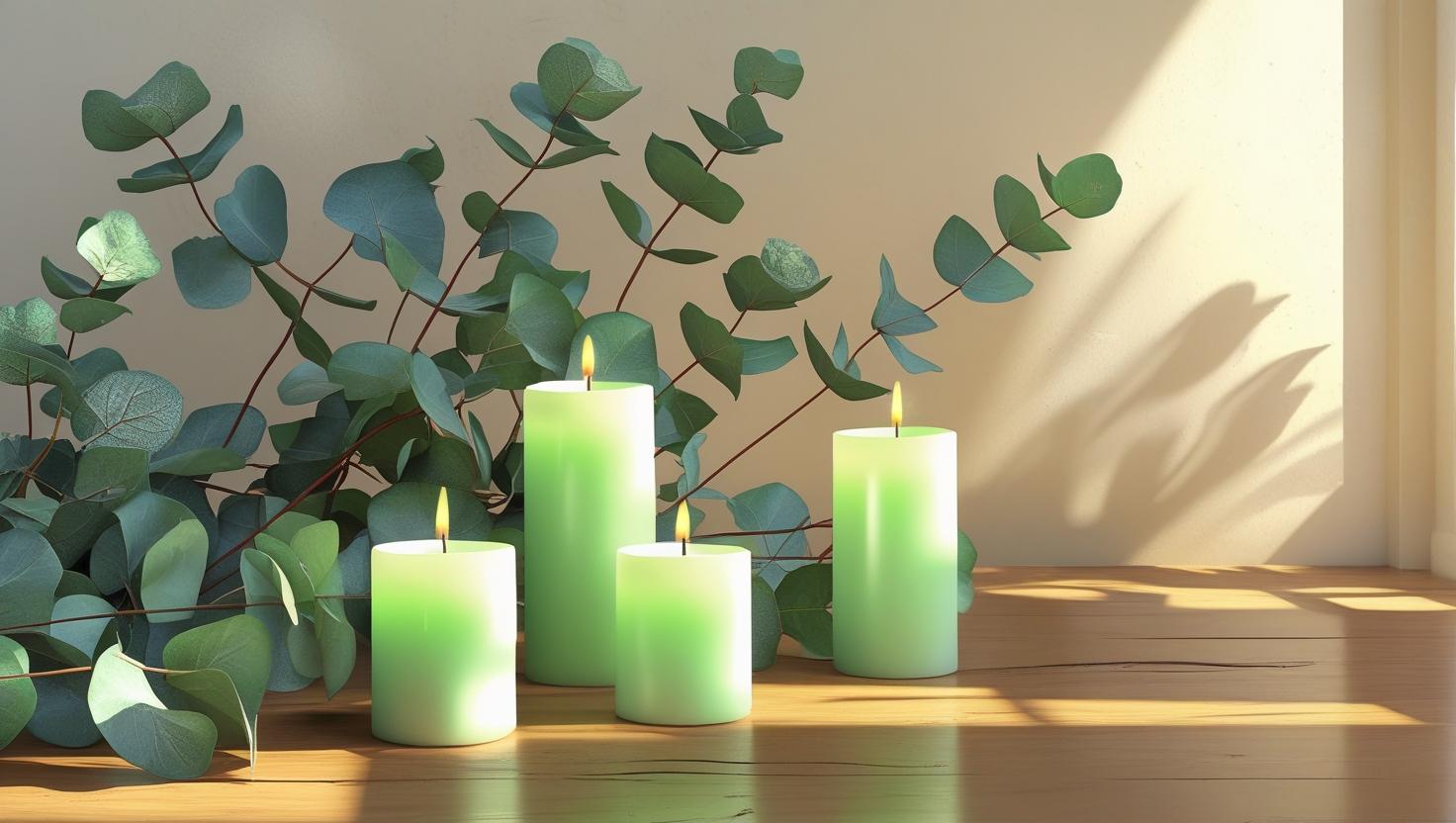 Erfrischende Eukalyptus-duftende Kerzen zur Meditation