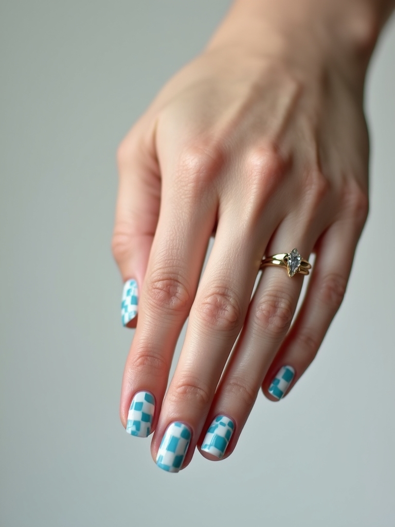 Retro-Schachbrett-Poolblau