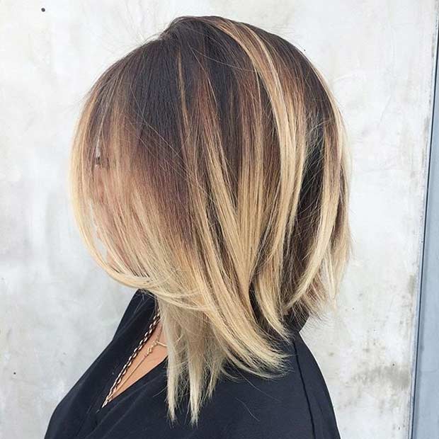 21 beste schulterlange Bob -Frisuren Schulterlänge Bob -Haarschnitt mit blonden Balayage -Highlights