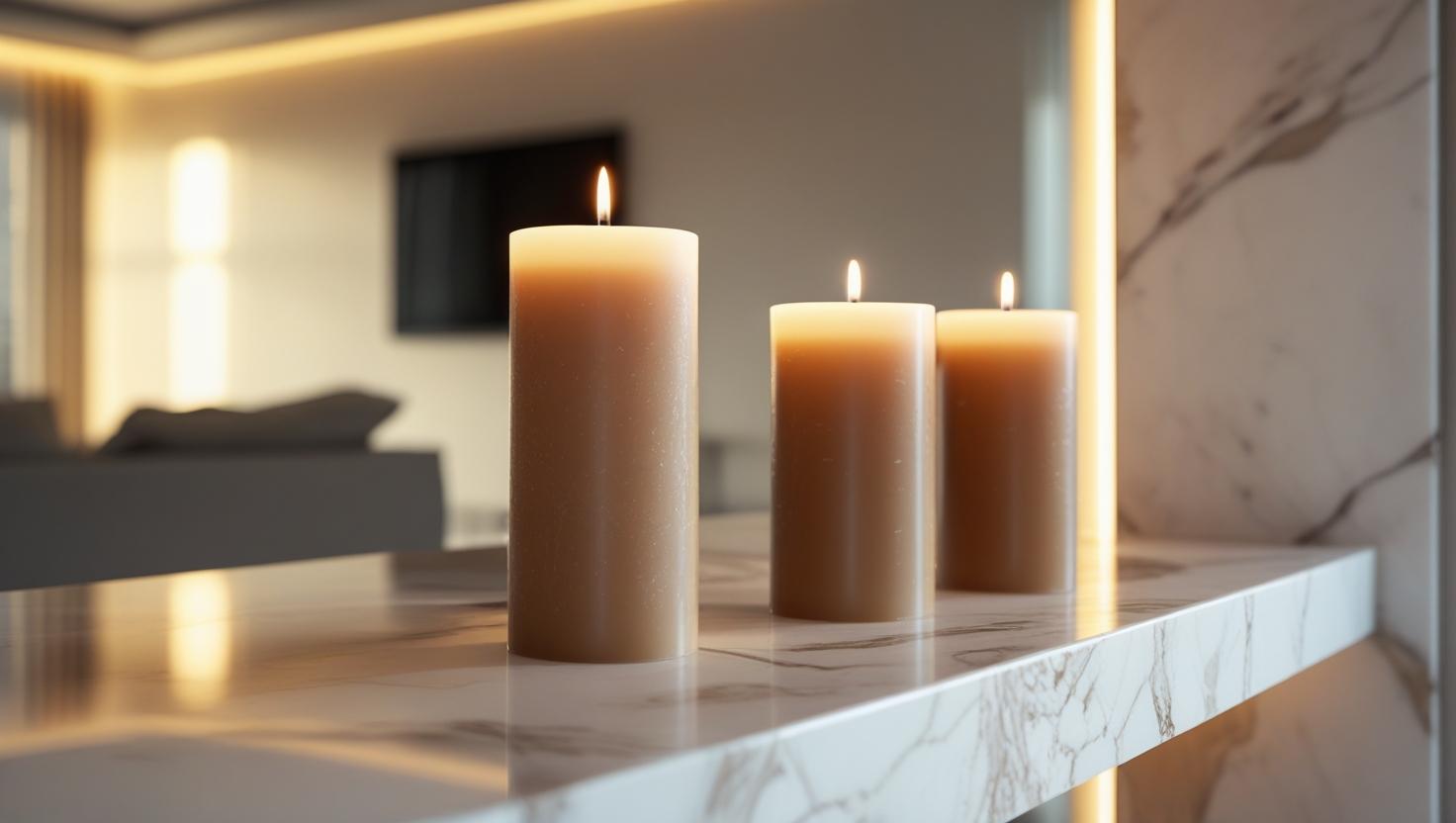 mit Sandelholz duftende Kerzen