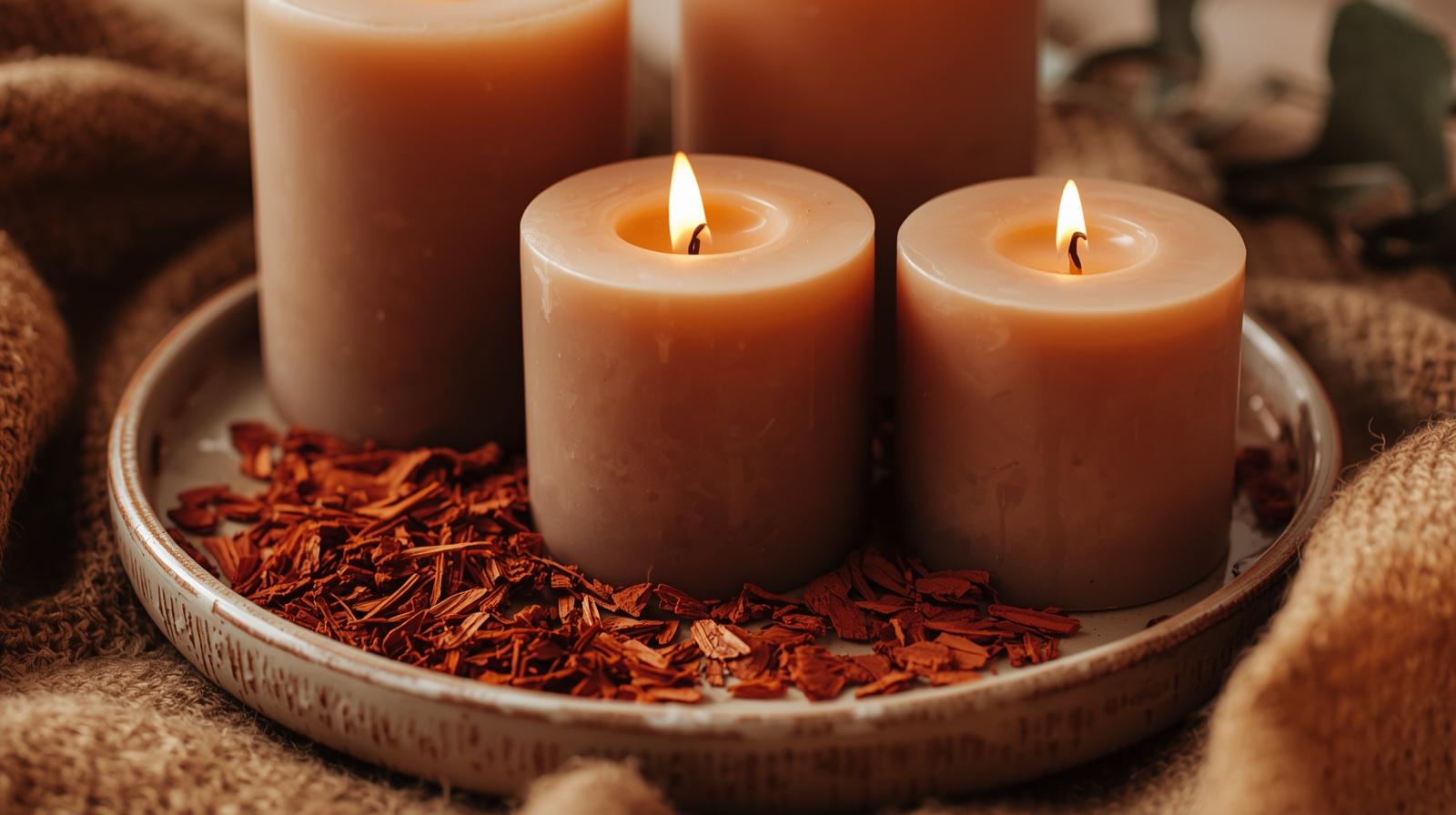 Sandelholzduft für Kerzen im Herbst, das duftend duftet