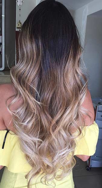Beige Blonde Balayage Ombre für Brünette