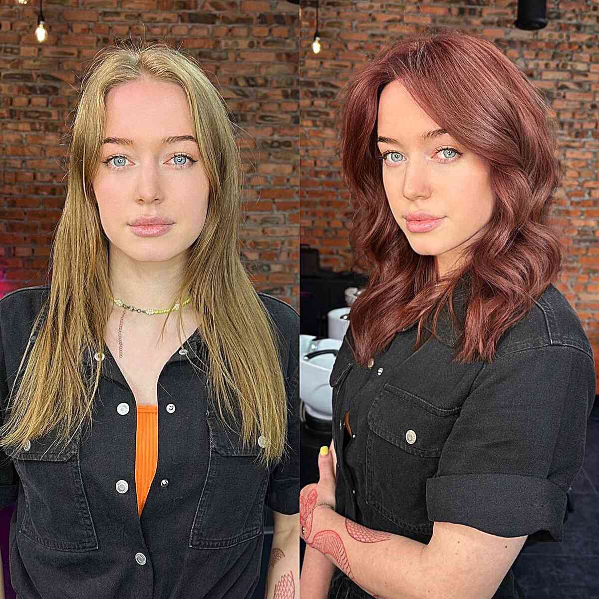 Schimmernden rotbraunen Schnitt mit mittlerer Länge