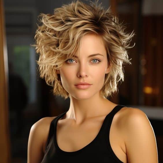 kurze unordentliche blonde Haare