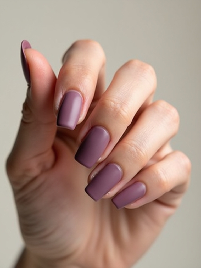 Soft-Touch-Maniküre in staubigem Lila