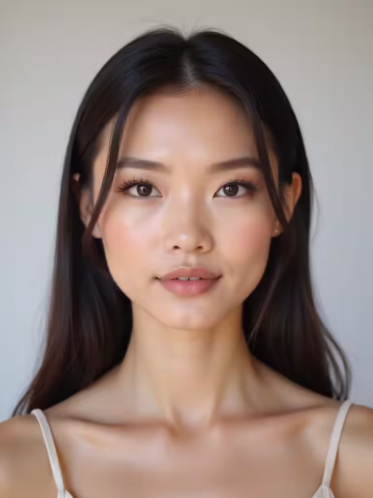 gerade Brauen mit gefiederten Enden