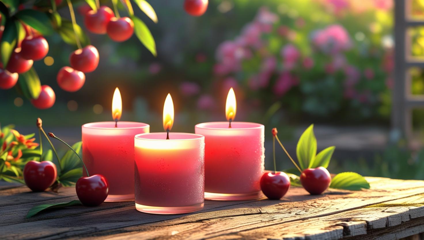 Sommer-Düfte-drei kirschgezündete Kerzen