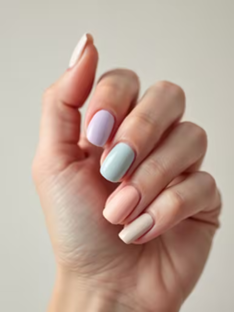 Sonnengebleichte, pastellfarbene, matte Nägel