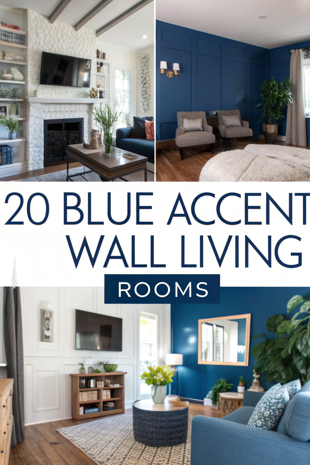 20 blaue Akzentwand Wohnzimmer