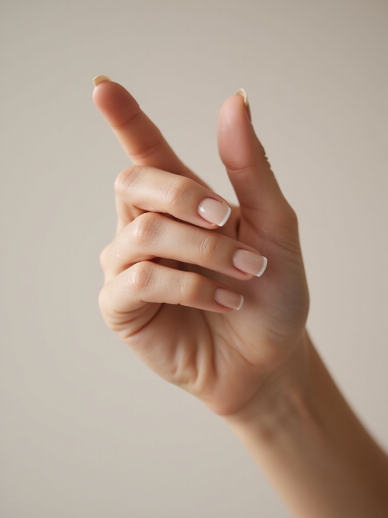Taupefarbene Nägel mit außermittigem Bogen