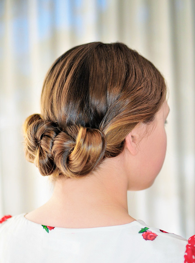 Drei Brötchen lange Frisur