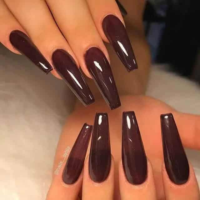 Ultra lange Schokoladenmatte Burgund Nails