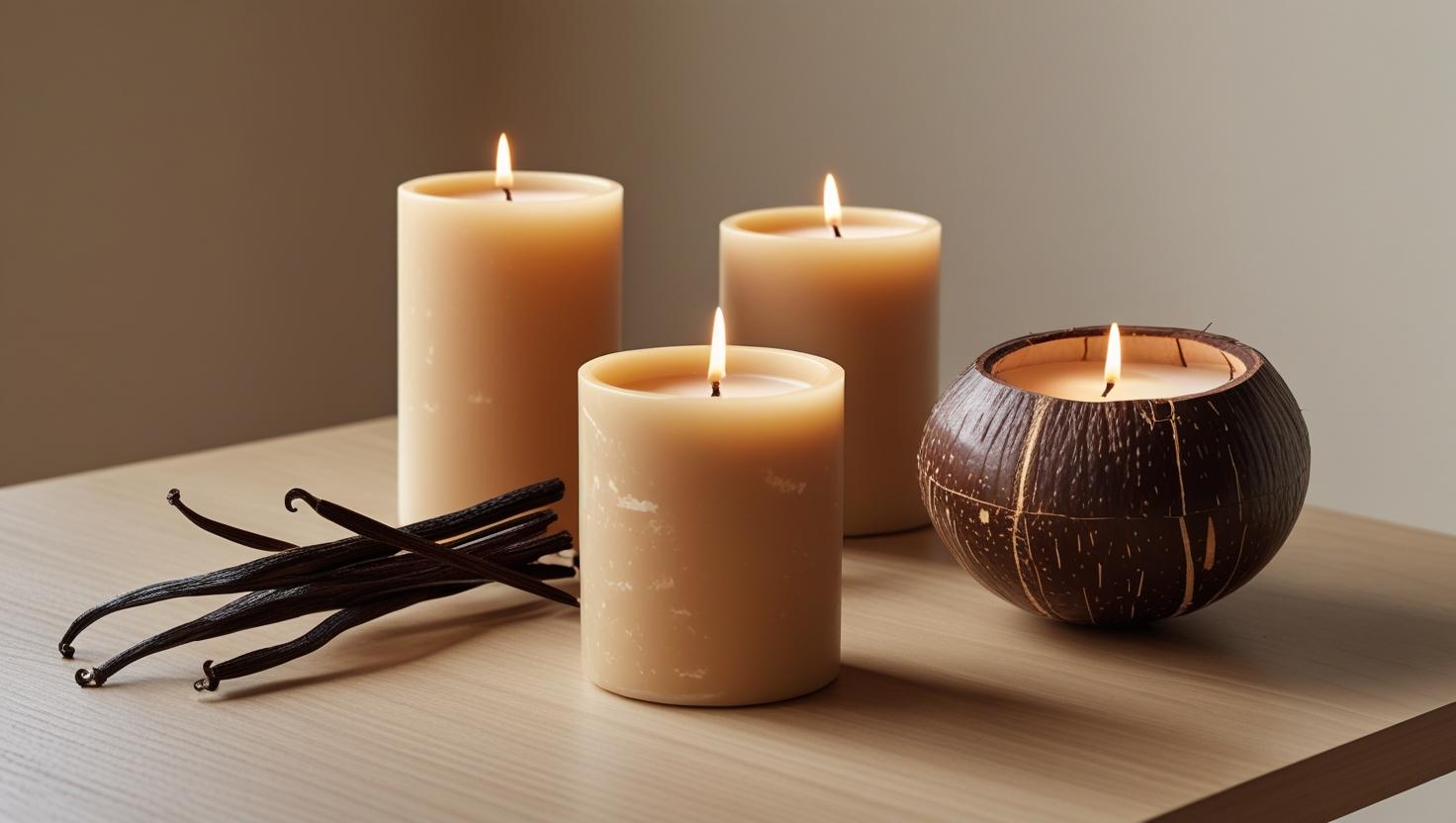 Vanille- und Kokosnuss -Duftkerzen