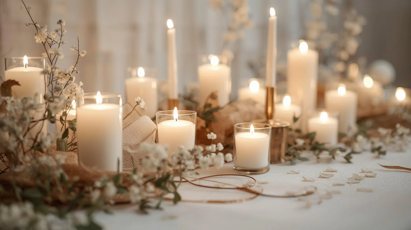 Glaskerzen für die Hochzeitszeremonie